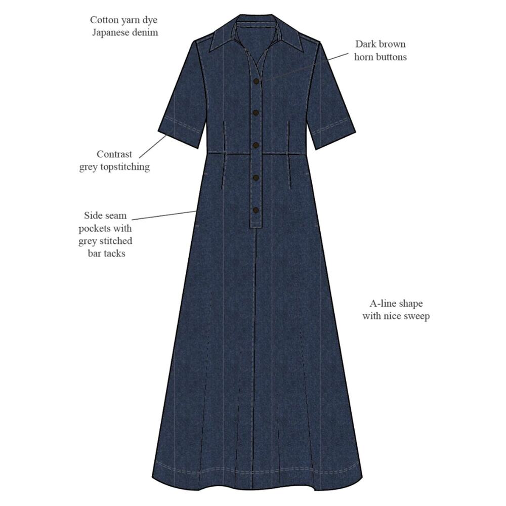 Maxwell and Geraldine Tuckernuck Amelia Denim Jean Button Midi Shirt Dress L - Picture 12 of 13